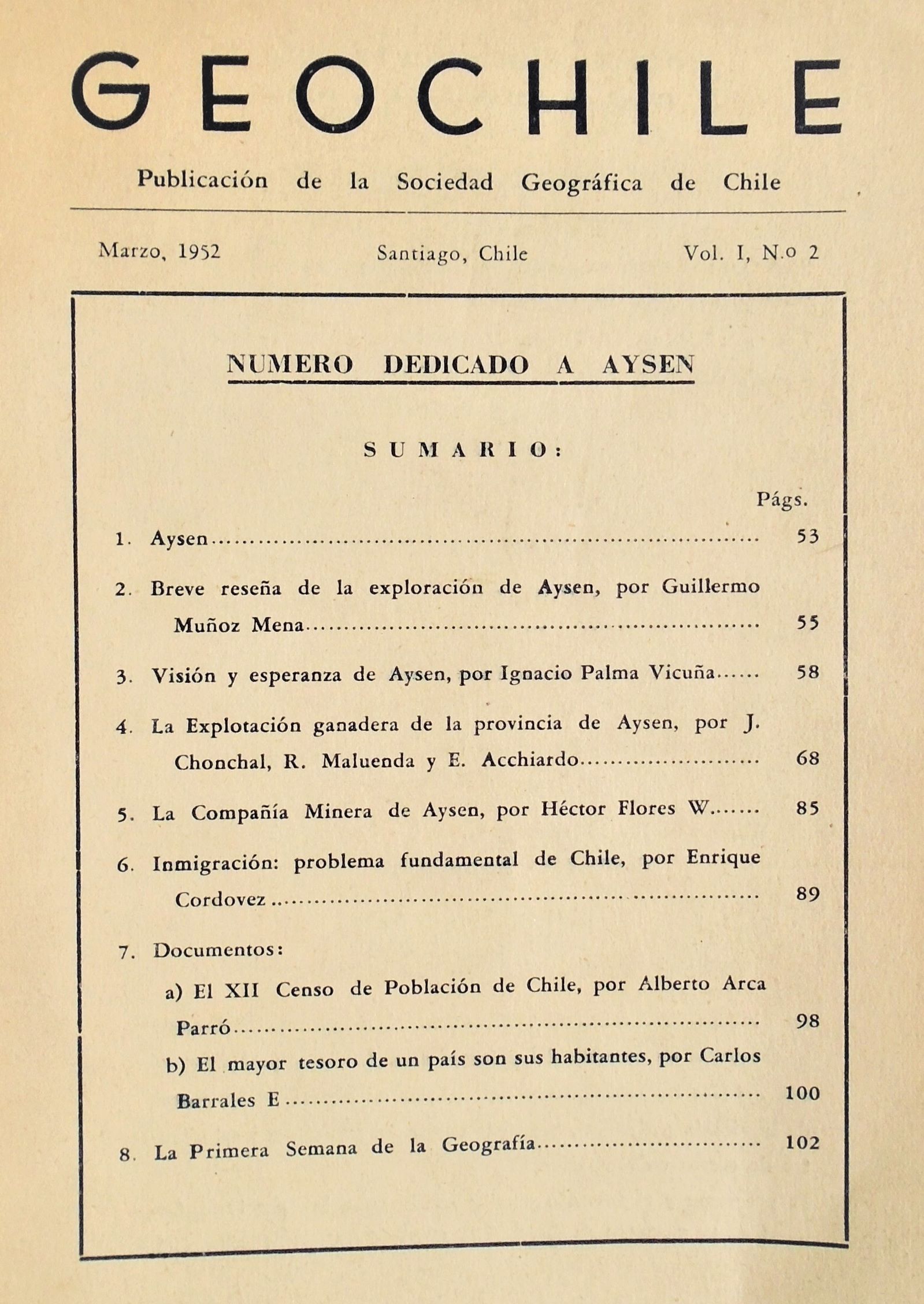 Geo Chile N°2	(Marzo de 1952) 