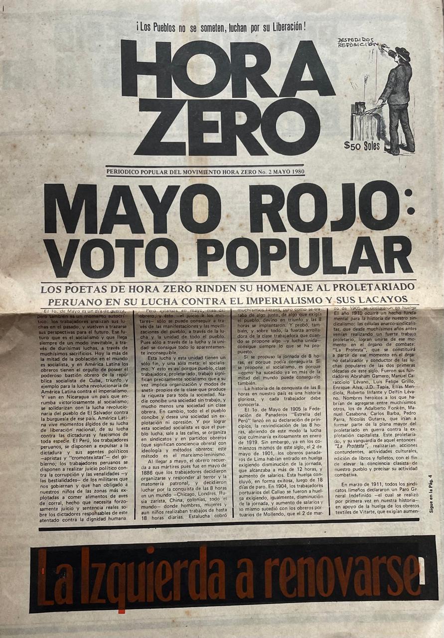 Hora Zero	Hora Zero.  Periodico Popular del movimiento Hora Zero 