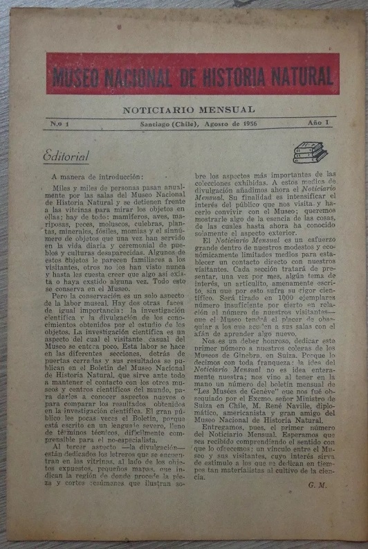 Museo nacional de historia natural. Noticiario mensual. 