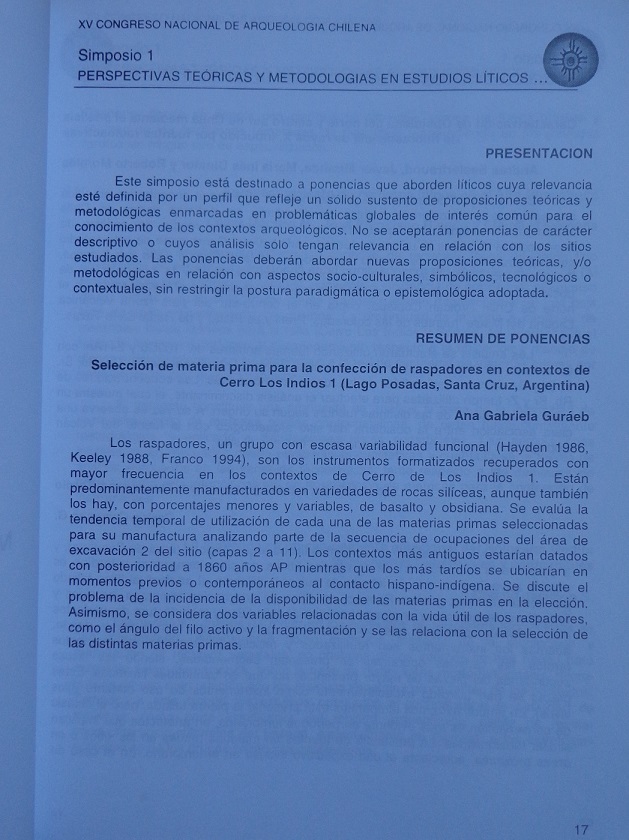 XV congreso nacional de arqueología chilena. Programa, resúmenes, directorio