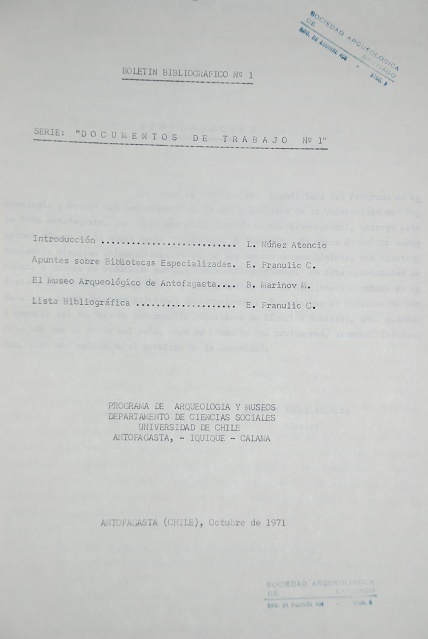 Boletin bibliografico N°1 