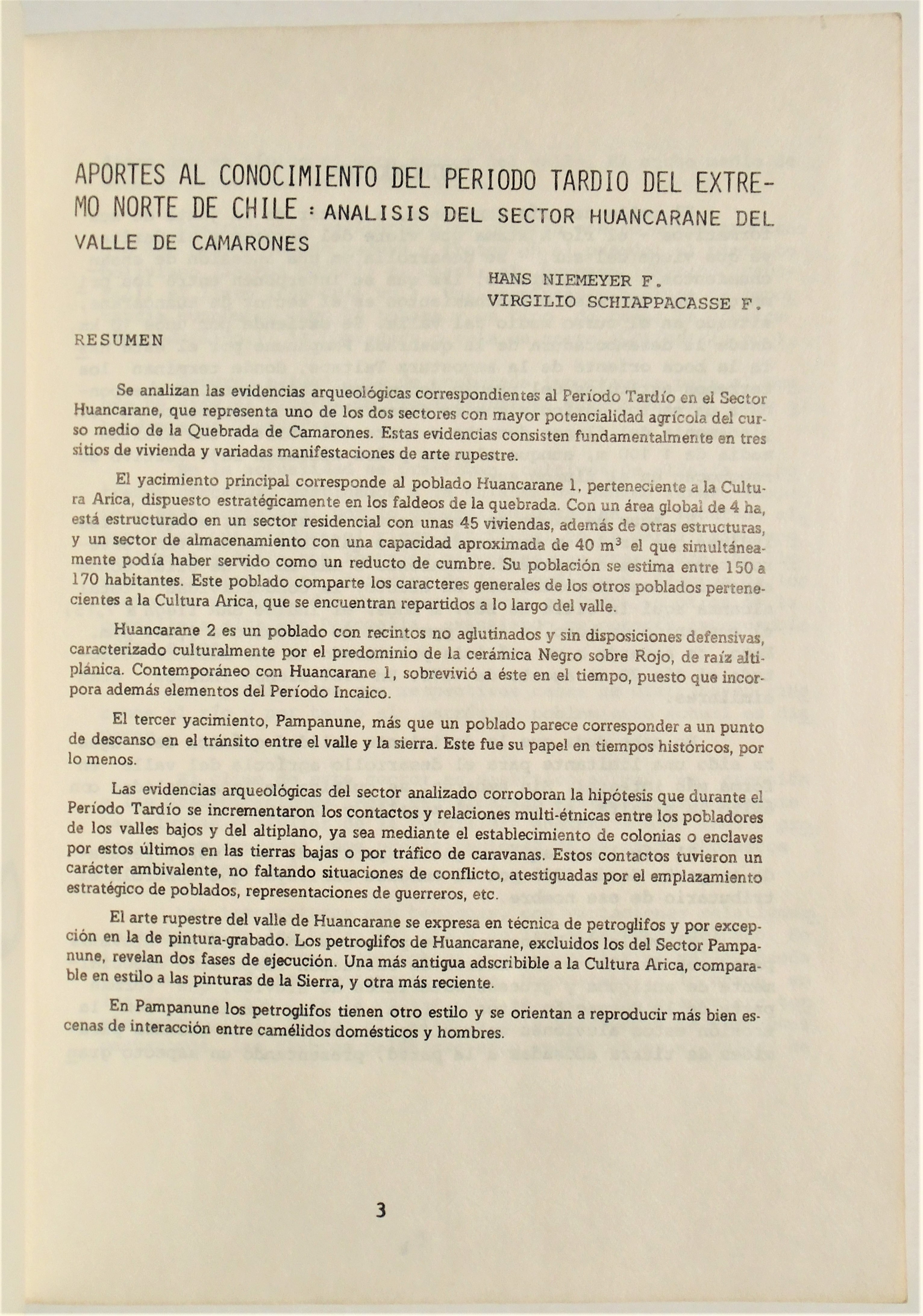 Hans Niemeyer; Virgilio Schiappacasse - Aportes al conocimiento del periodo tardío del extremo norte de Chile