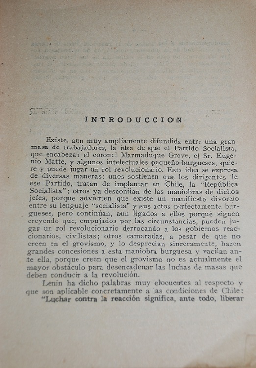 Juan Siqueiros - El grovismo principal obstaculo para la revolucion obrera y campesina en Chile