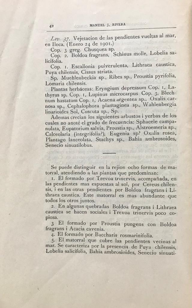 Manuel J. Rivera 	Apuntes sobre la vejetación de la Cordillera de la Costa de Curicó 