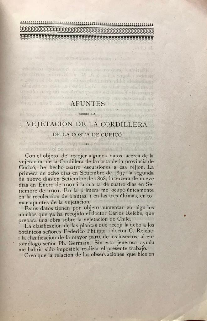 Manuel J. Rivera 	Apuntes sobre la vejetación de la Cordillera de la Costa de Curicó 