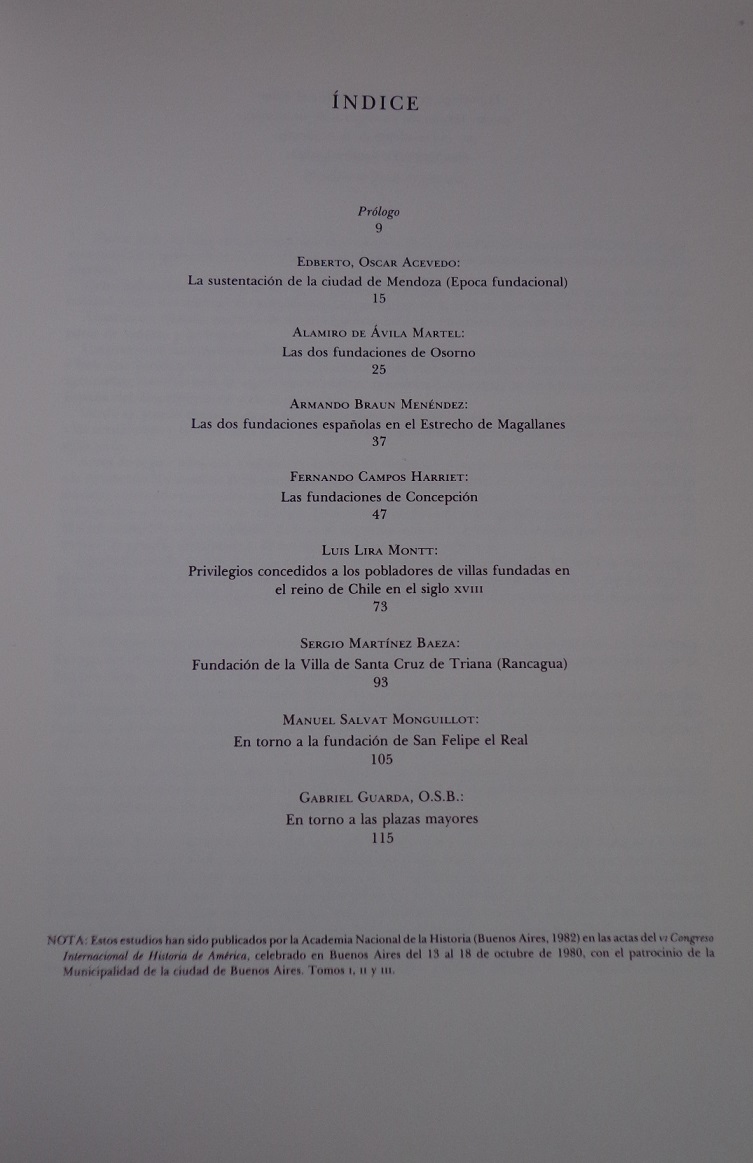 Academia Chilena de la Historia. Serie de estudios y documentos para la historia de las ciudades del Reino de Chile