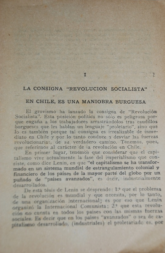 Juan Siqueiros - El grovismo principal obstaculo para la revolucion obrera y campesina en Chile