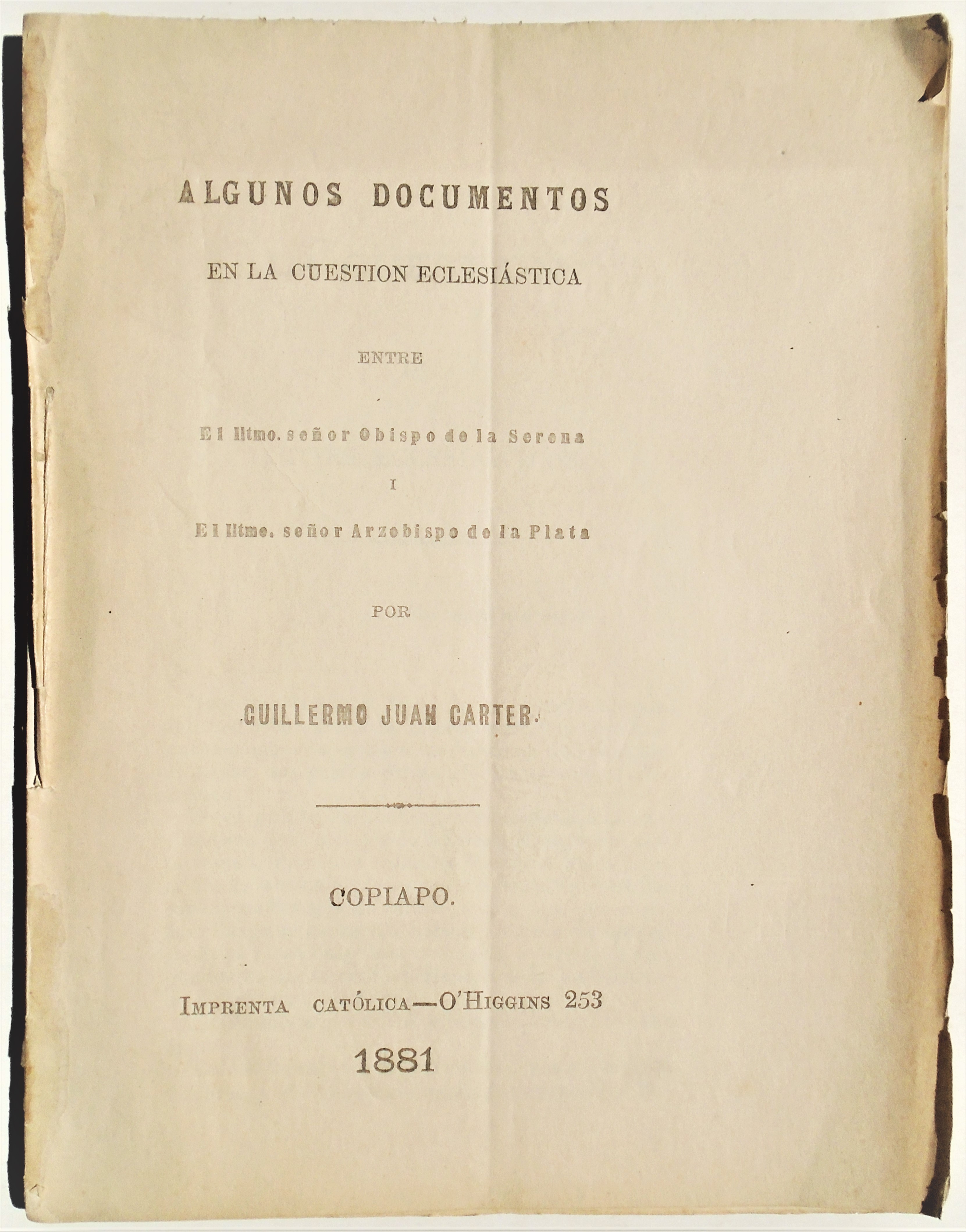 Guillermo Juan Carter - Algunos documentos en la cuestión eclesiástica