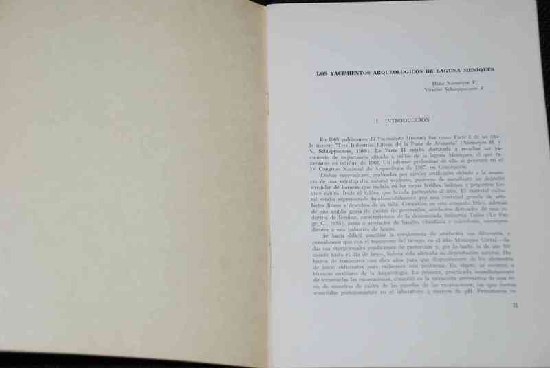 Hans Niemeyer Fernandez, Virgilio Schiappacasse F. - Los yacimientos arqueologicos de la Laguna Meniques