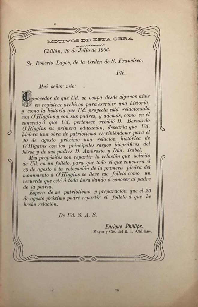 Roberto Lagos 	Glorificación de d. Bernardo O'Higgins